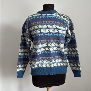 Ewe-Nique wool sheep patterned sweater medium large small Scotland unique VTG
